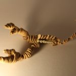 Twirled strip sculpture of a scorpion with pearls included