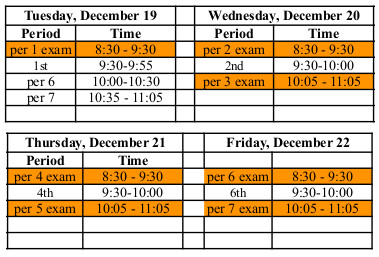 Fianl Exam Schedule