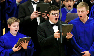 Boys singing in choir