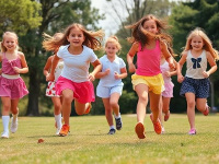 girls running