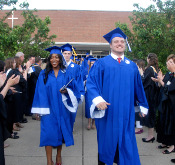 Students exiting school at graduation